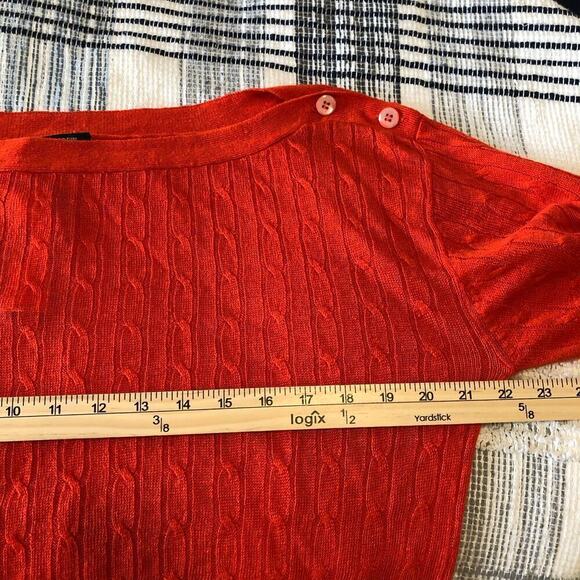 NWT J. Crew Womens 100% Linen Cable Knit Sweater Sz L Orange Light - Picture 9 of 9